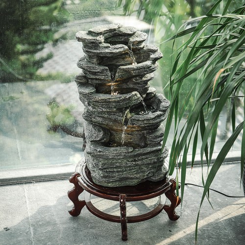Stone fountain water feature - stone,